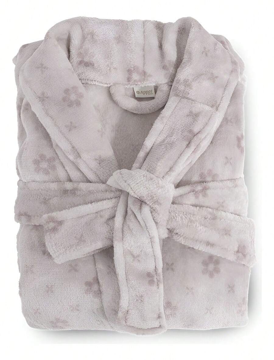 Appel Plush Flannel Bathrobe - Super Comfortable - Baby Pink - View 1