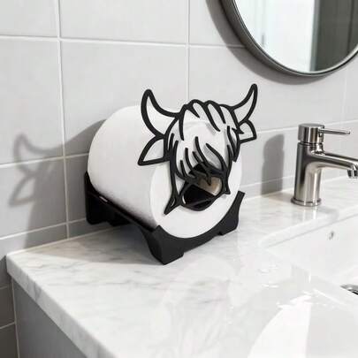 1 Set Standalone Highland Cow Toilet Paper Holder, Stores Your Rolls, Decorative And Practical For Indoor/Outdoor, Adds Fun Ambiance To Bathroom, Compact And Cute, Great Gift Choice For Holidays