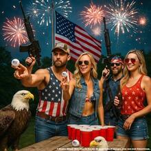 American Pong Balls - 4th Of July, Memorial Day, Independence Day Celebrations, Patriotic Parties USA Stars Stripes Decorated Table Tennis Red White Blue Beer Pong - Red, White & Blue - View 2