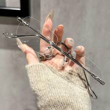 Óculos minimalistas sem armação de metal com lentes de plástico, ideais para uso casual diário, tanto para homens quanto para mulheres. - Multicolorido - Ver 2