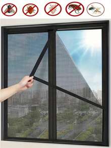 1pc Self-Adhesive Window Mesh Screen, Invisible Insect Proof Net For Home Use In Summer, Easy To Install - Black Mesh Window Screen - View 2