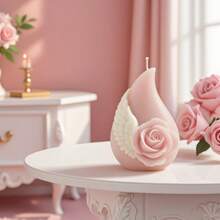 玫瑰翅膀香薰蜡烛硅胶模具 DIY浪漫玫瑰翅膀扩香石水滴形模具 - 白色 - 查看 4