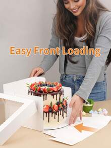 5pcs/Set Cake Boxes With Cake Stands, 2 Packs Disposable Cake Boxes, Cake Carriers, White Bakery Boxes With Window For Cookies, Pies, Cupcakes, Pastries (3 Sizes: 8 Inch, 10 Inch, 12 Inch) - View 6