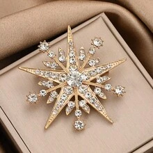 2026 New Crown Star Brooch, Inlaid With Shiny Rhinestones, Gold-Tone Pin, Women's Accessory With Safety Clasp, Gift Box Included - Multicolor - View 9