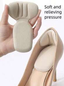 2 miếng đệm gót chân bằng silicon mềm đa năng, đệm gót chân chống trượt trong suốt, thích hợp cho giày cao gót, giày bệt, dép xăng đan và giày thể thao - Màu be - Xem 6