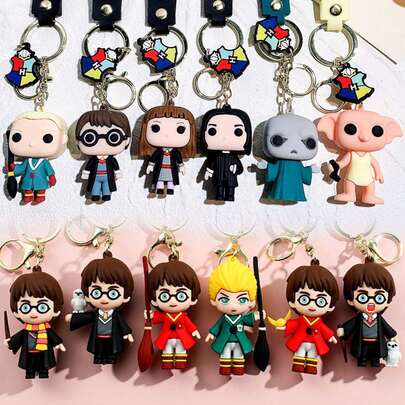 1pc Warner Bros. Harry Potter Cartoon Cute Hanging Ornament, Ron Hermione Voldemort Plush Doll Bag Charm Key Chain, Suitable For Birthday, Holiday, Party, Back To School Gifts, Friend Gifts