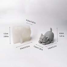 3D Cat Gypsum Resin Mold, DIY Cute Cat Candle/Wax Melt Silicone Mold - White - View 4