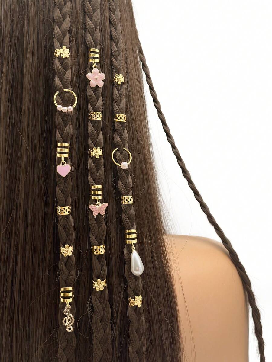 27 chiếc phụ kiện tóc hình bướm và hoa cúc phong cách Y2K cho kiểu tóc dreadlock, quà tặng cho bé gái và phụ nữ, hoàn hảo cho các buổi khiêu vũ và tiệc tùng, lễ hội âm nhạc, kẹp tóc, trâm cài tóc, ghim cài tóc. - Vàng - Xem 1