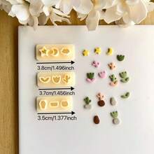 Molde de arcilla polimérica para miniestantería, molde de arcilla polimérica para miniplantas y serie de libros, adecuado para pendientes DIY y elaboración de joyas, diseño de pendientes hechos a mano, artesanía creativa - Amarillo - Ver 12