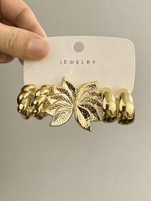 6/18件套金色时尚耳环套装，包含左右耳花朵、五瓣花、水滴形、心形、小C形等多种款式，时尚优雅，适合日常佩戴、聚会、派对等场合。是送给女友、母亲的绝佳礼物。 - 金色 - 查看 7