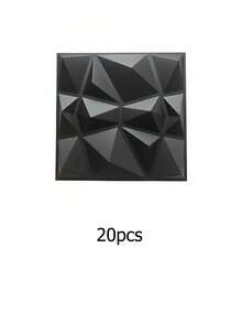 20片/30片装菱形图案3D墙板，黑色3D立体PVC墙板/墙贴/壁纸，PVC材质，无异味，轻便易安装，防火、防水、防油、耐热、防潮，适用于家居、房间、浴室、卧室、客厅、酒店、办公室、游戏室、电视背景墙装饰 - 鑽石稜角圖案款 - 查看 12