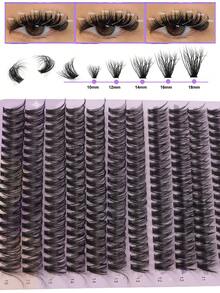 14 Pairs Faux Eyelash Clusters - Hypoallergenic, 0.07mm D-Curl, 9-16mm Mixed Natural Styles, 3D Volume Individual Lash Extension - View 2