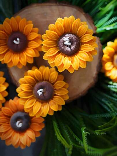 高品质3D向日葵花卉硅胶蜡烛模具 DIY雏菊花皂蜡烛模具 环氧树脂滴胶浇铸模具 手工花束膨胀石石膏模具 家居装饰石膏工艺品制作模具