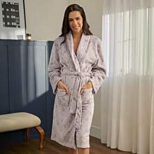 Appel Plush Flannel Bathrobe - Super Comfortable - Baby Pink - View 2