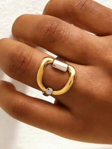 1 件 18K 镀金不锈钢可调节开口戒指，泪珠拼色设计，优雅珠宝礼物，波西米亚风格 - 水滴 - 查看 7