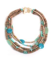 Collar de cuentas de turquesa falsa con estilo bohemio, collar multicapa con degradado y diseño único como accesorio de vacaciones - Multicolor - Ver 6