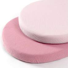 2件套婴儿床单，男女宝宝通用，柔软透气，适用于椭圆形摇篮、摩西篮、长方形床垫。 - 彩色 - 查看 7