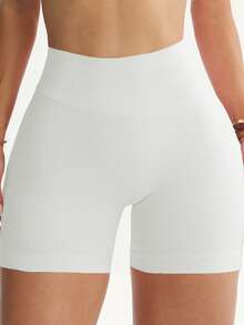 Quần short cạp cao định hình vòng ba, quần short ôm sát nâng đỡ vòng ba, quần short đạp xe (phiên bản dành cho người có đường cong), quần lót kiểu quần đùi cho nữ, đai nịt eo, quần short cỡ lớn dành cho người có đường cong, quần short đen, quần short ôm sát, quần short thể thao - trắng - Xem 3