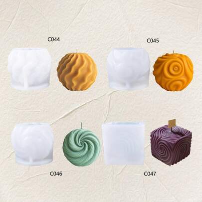 Spherical Spiral Aroma Candle Silicone Mold, DIY Geometric Fragrance Stone Decor Silicone Grinding Tool