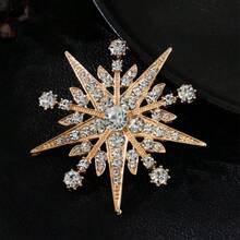 2026 New Crown Star Brooch, Inlaid With Shiny Rhinestones, Gold-Tone Pin, Women's Accessory With Safety Clasp, Gift Box Included - Multicolor - View 7