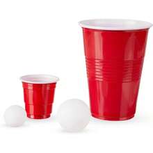 Beer Pong Game, 1.5 Ounce Disposable Red Party Cup Plastic Shot Glasses, Red, Set Of 12 Cups And 2 Pong Balls - Mini Beer Pong Set - View 9