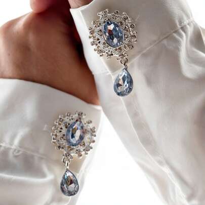 1件/2件装衬衫钻石袖扣复古袖扣服装配饰礼品，情人节装饰