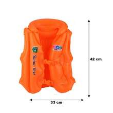 Chaleco inflable para nadar,  3 colores: amarillo, naranja y azul, chaleco salvavidas inflable portátil para natación, deportes acuáticos para niños de 6 y 10 años. - Naranja - Ver 2