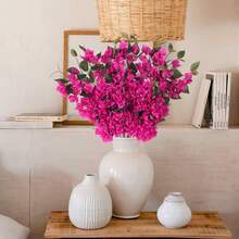 5pcs Artificial Silk Begonia Flower Stems - Plastic Fake Begonia Flower Branches For Wedding Engagement Decor, Home Office Desk Floral Arrangement, Multipurpose Home Decor Without Vase - Red Violet - View 5