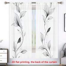 Bộ 2 rèm cửa trang trí nghệ thuật hiện đại họa tiết hoa mùa xuân, rèm cản sáng một phần và rèm xuyên sáng một phần cho phòng khách, phòng ngủ, trang trí nhà cửa. - Nhiều màu - Xem 7