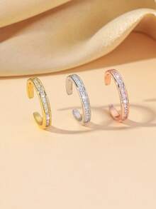 Verstellbarer kubische Zirkonia-Zehenring, luxuriöser rosa Zirkonia-Fußschmuck, geeignet als tägliches, Urlaubs- und Party-Accessoire für Frauen - Gold - Übersicht 3