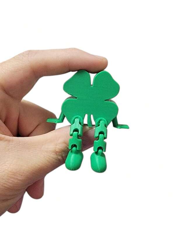 4件套可动关节幸运四叶草摆件，可摆造型的三叶草装饰品，桌面摆件及圣帕特里克节装饰品