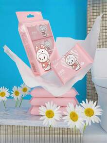 Dissolvable Wet Toilet Paper, Small Pack Portable Adult Feminine Private Part Cleaning Wet Wipes, Flushable - Multicolor - View 2