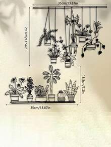 2件套金属墙饰雕塑，花园设计，现代激光切割金属艺术，铁艺墙饰，适合室内外使用，家居花园阳台装饰，时尚悬挂饰品 - 黑色 - 查看 2