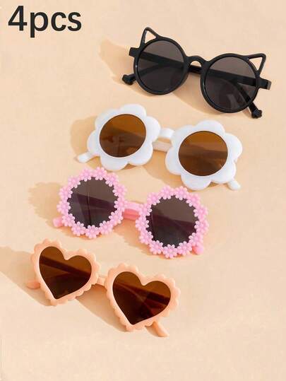 4pcs - Fashionable Multi-Style Kids Glasses - Cute Baby Glasses Suitable For Travel, Photography And Outdoor Activities