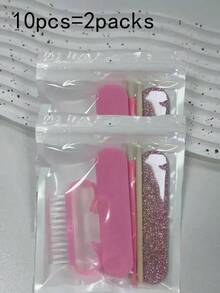一套一次性美甲工具 - 包括木质角质层推棒、迷你指甲锉、指甲抛光块、双面抛光块和指甲刷，小巧便携的美甲工具套装 | 一次性美甲工具，送给朋友、女性的礼物，情人节佳品 - 多色 - 查看 11
