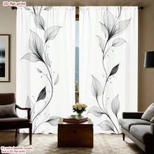 Bộ 2 rèm cửa trang trí nghệ thuật hiện đại họa tiết hoa mùa xuân, rèm cản sáng một phần và rèm xuyên sáng một phần cho phòng khách, phòng ngủ, trang trí nhà cửa. - Nhiều màu - Xem 5