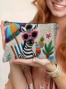 1 Chiếc Túi Ví Hình Ngựa Vằn Vui Nhộn Cho Kỳ Nghỉ - Món Quà Sáng Tạo Cho Phụ Nữ, Túi Ví Có Khóa Kéo, Ví Đựng Tiền Xu, Túi Đồ Du Lịch Cần Thiết, Quà Tặng Cho Đồng Nghiệp Túi Trang Điểm, Túi Sắp Xếp Đồ Trang Điểm, Túi Vệ Sinh Cá Nhân, Túi Đựng Mỹ Phẩm, Túi Đựng Đồ Trang Điểm, Túi Du Lịch, Đồ Dùng Cần Thiết Cho Kỳ Nghỉ, Quà Tặng Cho Phụ Nữ - Nhiều màu - Xem 5