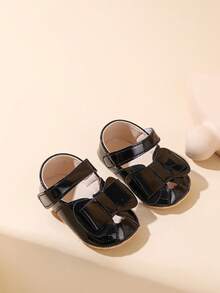 Infant Toddler Shoes With Bow Tie, Breathable Infant Walking Shoes - Black - View 3
