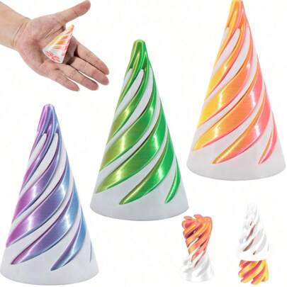 2pcs/Set Super Decompression 3D Double-Sided Spiral Cone Toys, Gradient Color Structure, Suitable For Halloween And Christmas Gifts, Metal Fiber Structure, Stress Relief Toys, Sensory Toys, Stress Relief Toys, Random, Adult Women, Cheap Stress Relief Toys