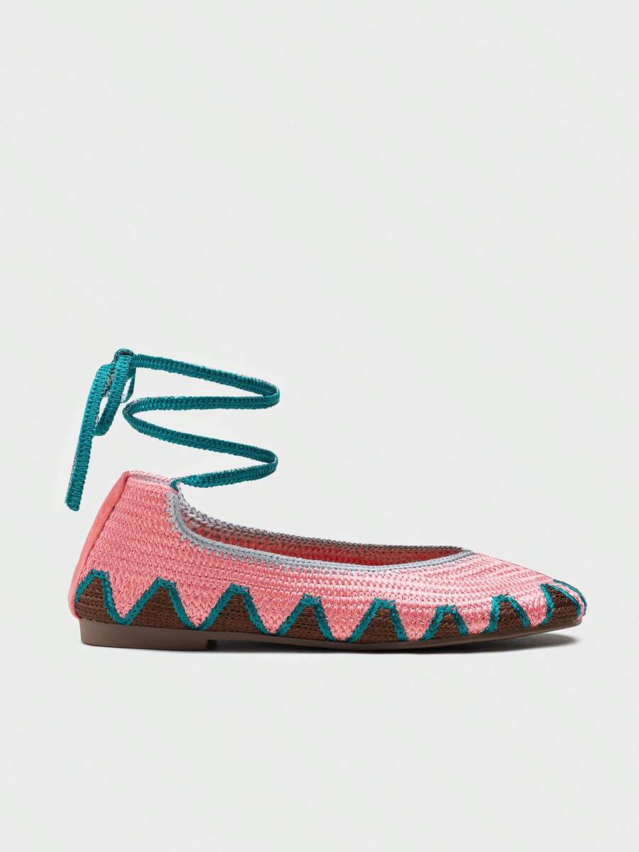 Women Flats - Coral - View 1