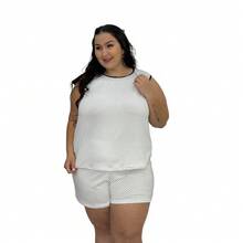 Pijama Short Doll Plus Size Confortável Roupa De Dormir - Multicolorido - Visão 6
