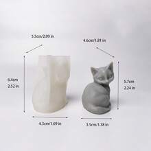 3D Cat Gypsum Resin Mold, DIY Cute Cat Candle/Wax Melt Silicone Mold - White - View 2