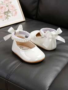 Giày búp bê Mary Jane cho bé gái sơ sinh/trẻ nhỏ - Giày dự tiệc cưới cho bé gái - Giày búp bê dự tiệc cưới - trắng - Xem 6