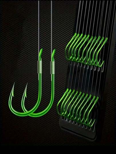 10 Sets/20pcs Outdoor Fishing Double Hook Rigs, Suitable For Medium & Small Fish