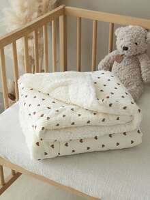 1pc 100*100cm Coral Fleece Soft Lamb Wool Baby Blanket, Gentle For Infants - White - View 7