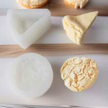 DIY香薰蜡烛、肥皂、树脂工艺品硅胶模具 - 逼真的三角形面包、饼干造型，可重复使用，不粘设计 - A-白色 - 查看 1