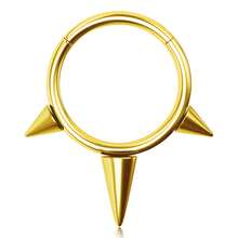 1PC Nose Ring Hoop Punk Stainless Steel Hypoallergenic 16G 18K Gold Plated Hinged Septum Spiked Nose Lip Puncture, Cartilage Hoop,Helix Tragus Ear Lobe Earring,Unisex ,Black 8mm 10mm Women And Men Body Pierecing Jewelry - N026 - View 14