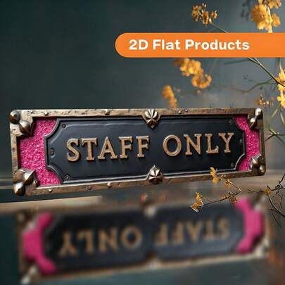 1pc 2D Flat Vintage "Employee Only" Metal Sign | Heavy Duty Decor For Workplaces, Black Background With Gold Text, Suitable For Office, Garage, Cafe - Pre-Drilled Holes For Easy Installation, Multipurpose, Classic Design