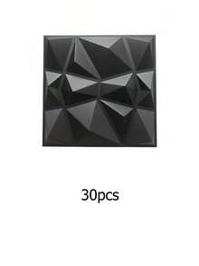 20片/30片装菱形图案3D墙板，黑色3D立体PVC墙板/墙贴/壁纸，PVC材质，无异味，轻便易安装，防火、防水、防油、耐热、防潮，适用于家居、房间、浴室、卧室、客厅、酒店、办公室、游戏室、电视背景墙装饰 - 鑽石稜角圖案款 - 查看 13
