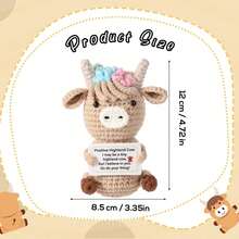 1件针织高地牛，趣味可爱积极向上的钩针编织励志玩偶，附赠正能量卡片，是送给朋友、家人和聚会的鼓舞人心的针织玩具礼物…… - 彩色 - 查看 2